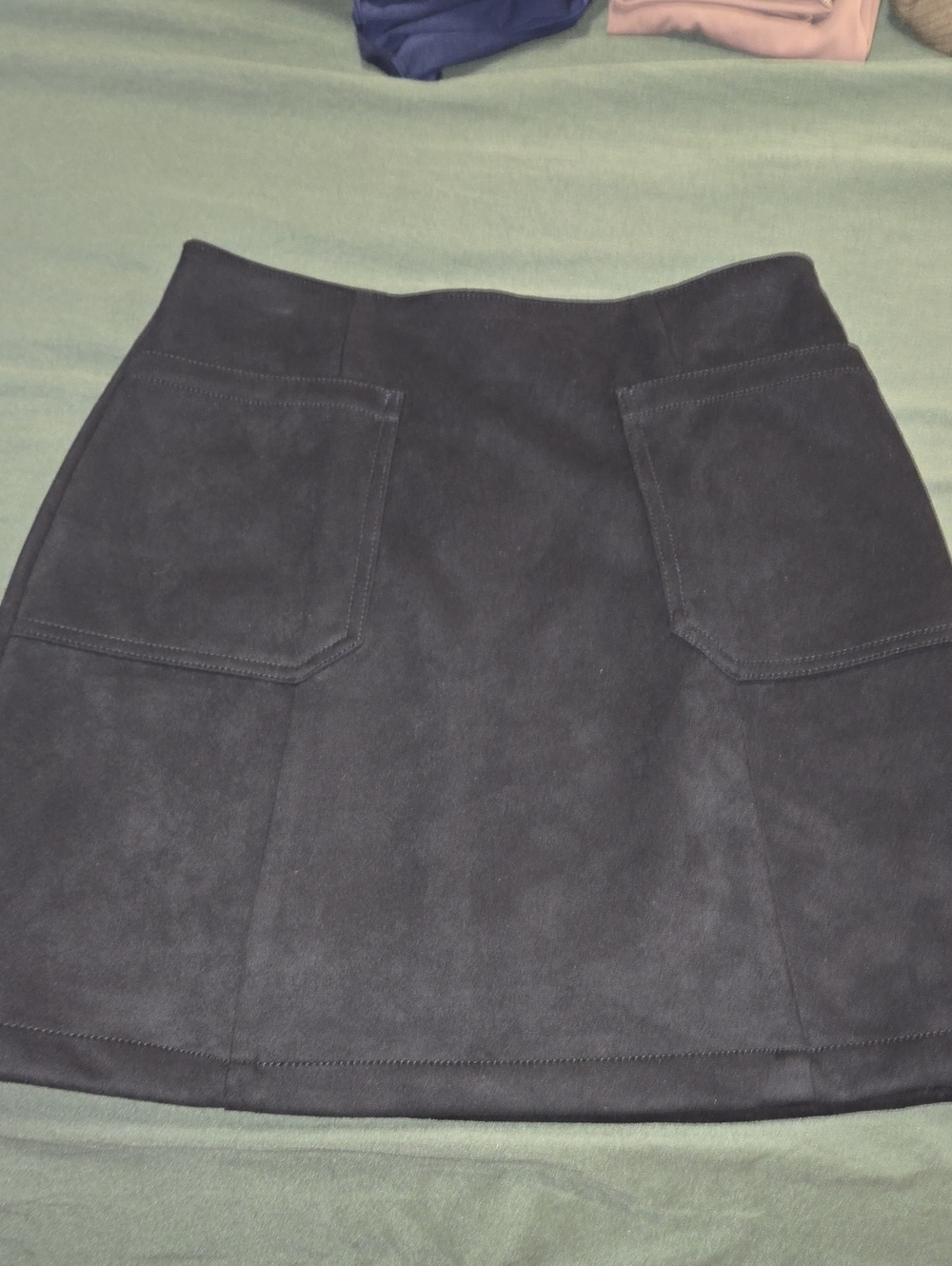 Maurices Black Suede- Mini Skirt with Front Patch Pockets Size 4